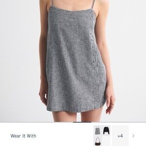 Abercrombie gingham print, linen-blend button skort dress
